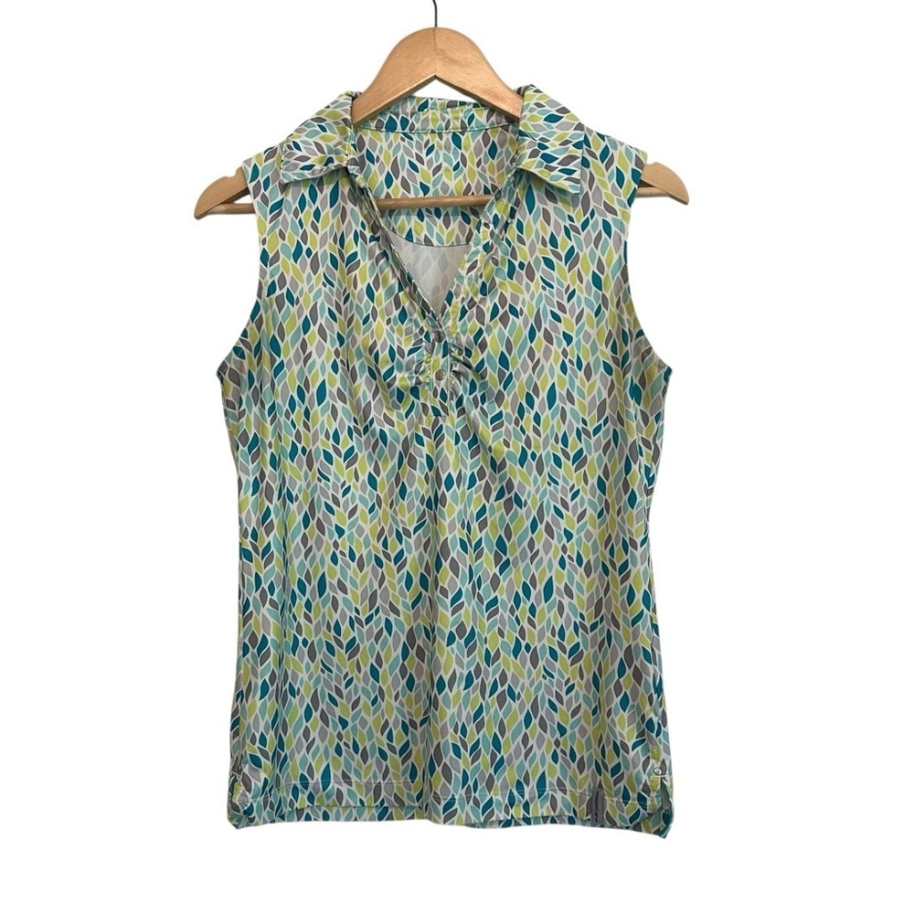 Maggie Lane Women's Medium Green Sleeveless Stretch Golf Athletic Sport Polo Top